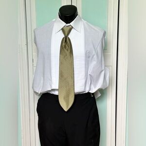 Dark Gold Tie Wedding Prom Tuxedo Pre Tied clip Herringbone